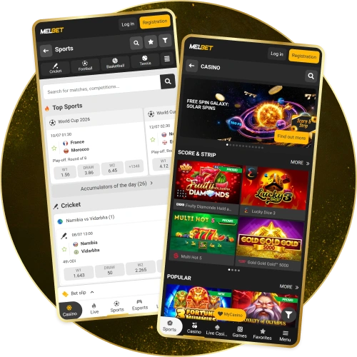 Enjoy sportsbook and casino entertainment together in the Melbet application.