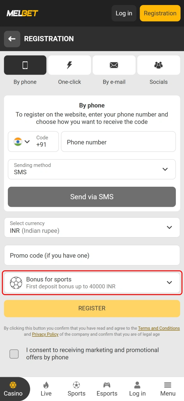 Choose a Melbet app welcome promotion available for eligible new players.