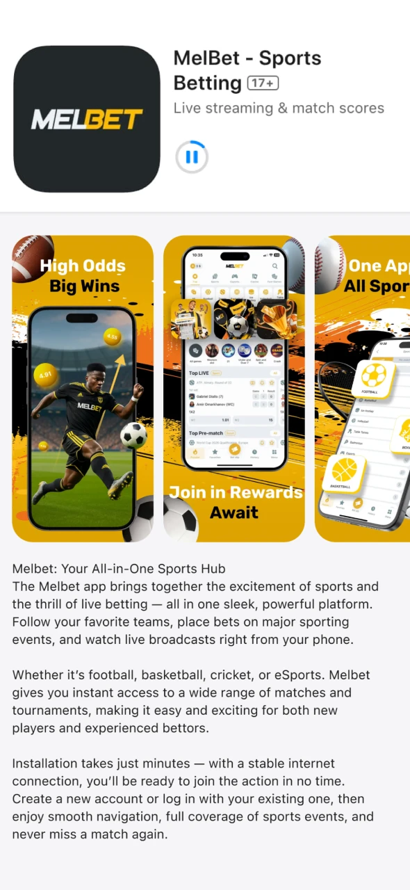 Wait while the Melbet application installs securely on your Apple device.