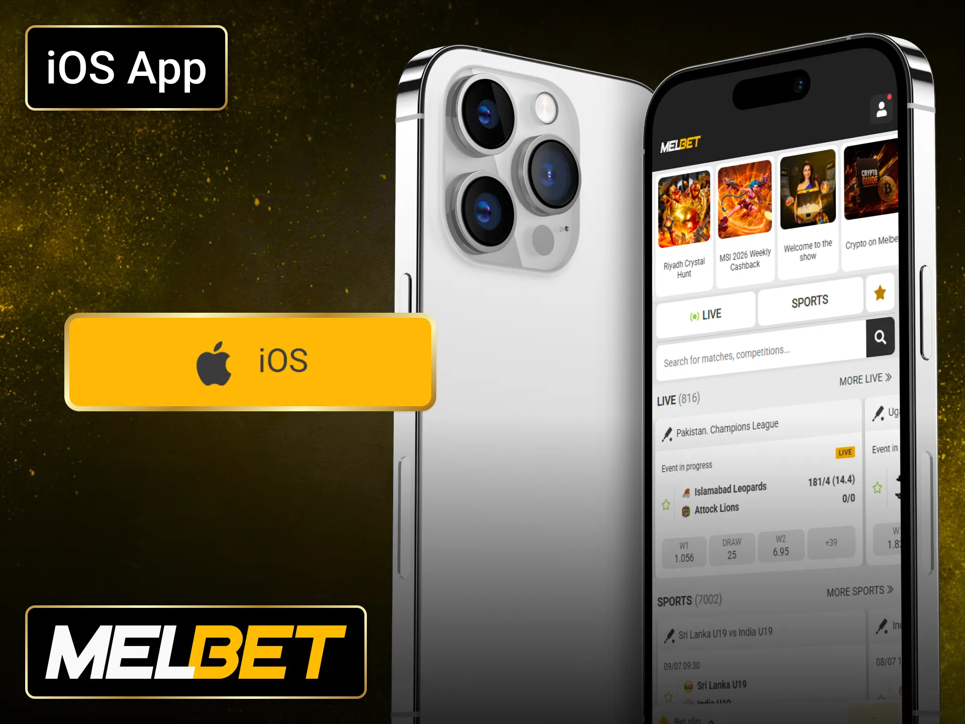 Experience every feature through the Melbet iOS app on Apple devices.