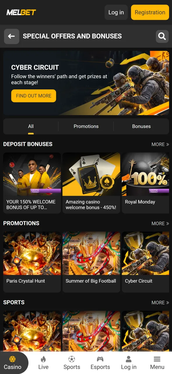Unlock promotions through the Melbet app and discover offers for eligible players.