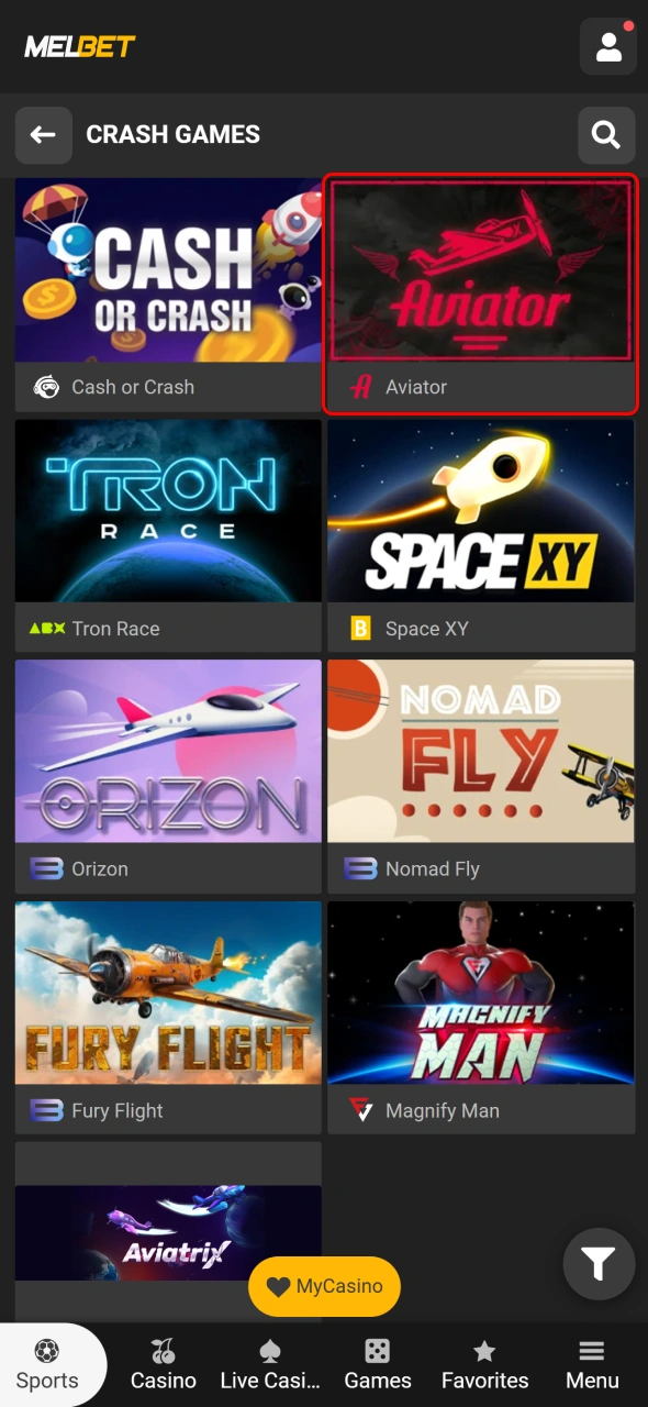 Find Aviator in the Melbet casino and begin your next session.