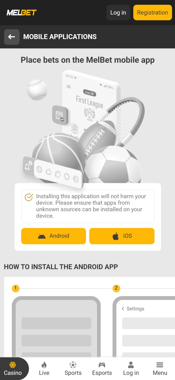 Download the Melbet app and access esports betting on your mobile device.