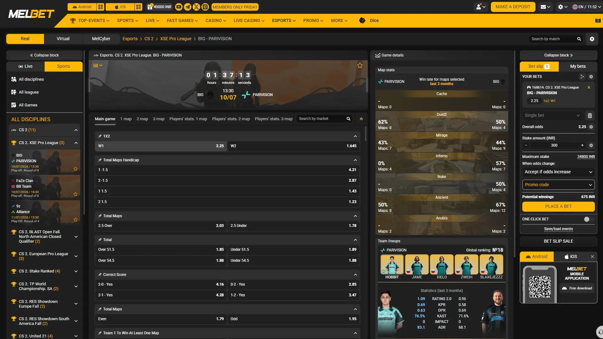 Place your esports bet through the Melbet sportsbook with confidence.