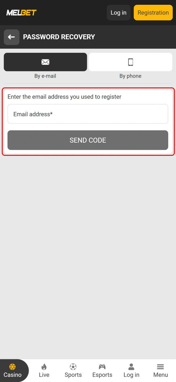Check your verification code or reset link from Melbet to continue.