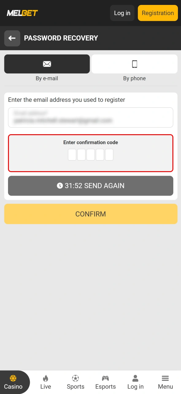 Create a new Melbet account password and keep your profile protected.