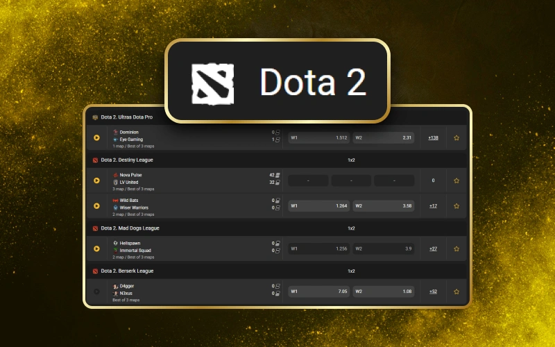 Bet on Dota 2 matches using the Melbet sportsbook for exciting competitions.