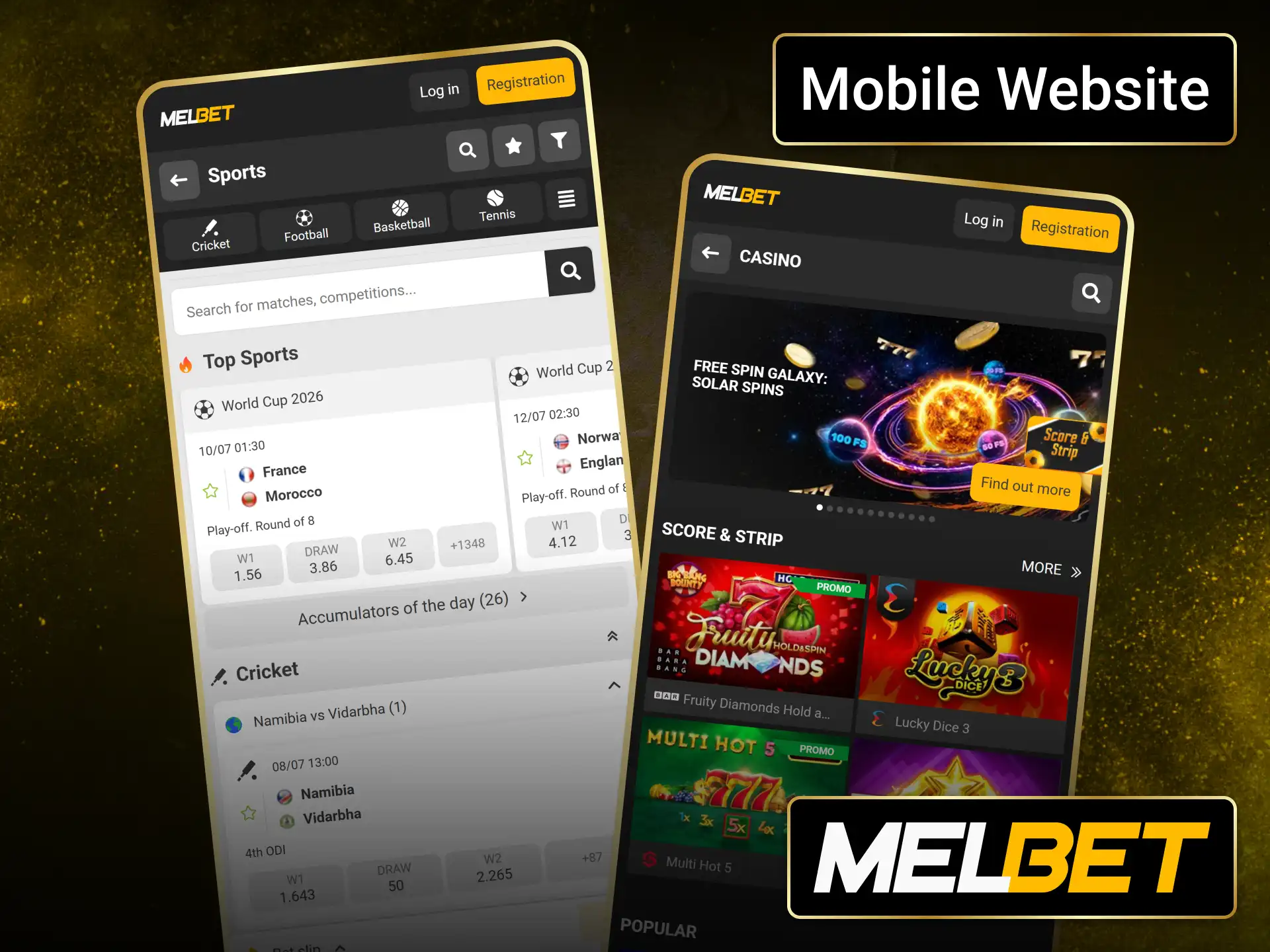 Open the Melbet mobile website instantly without installing any application.