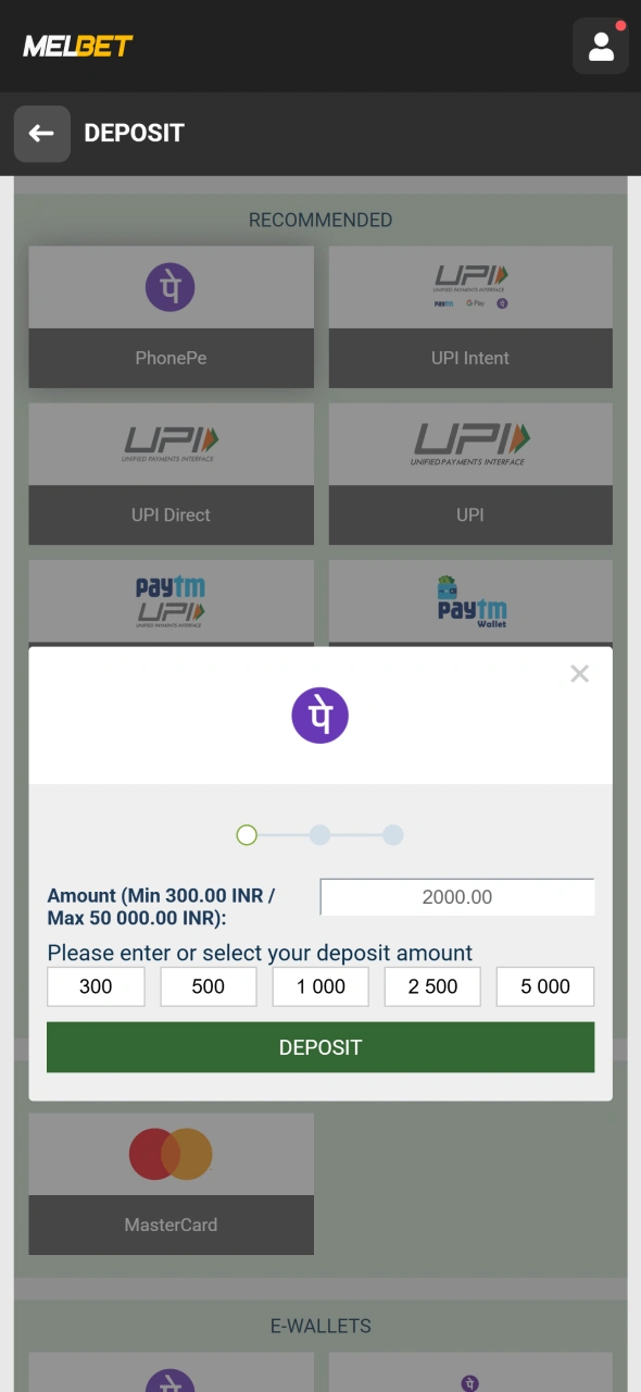Confirm your deposit through the Melbet application to activate the promotion.