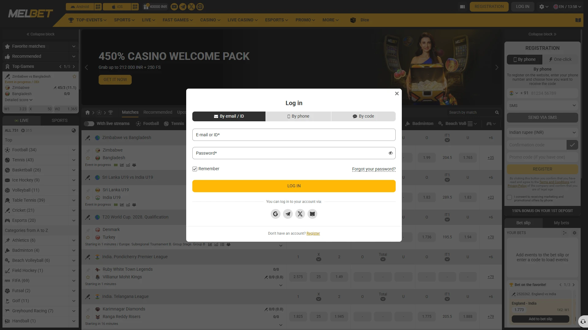 Log into your Melbet account before redeeming your bonus code.